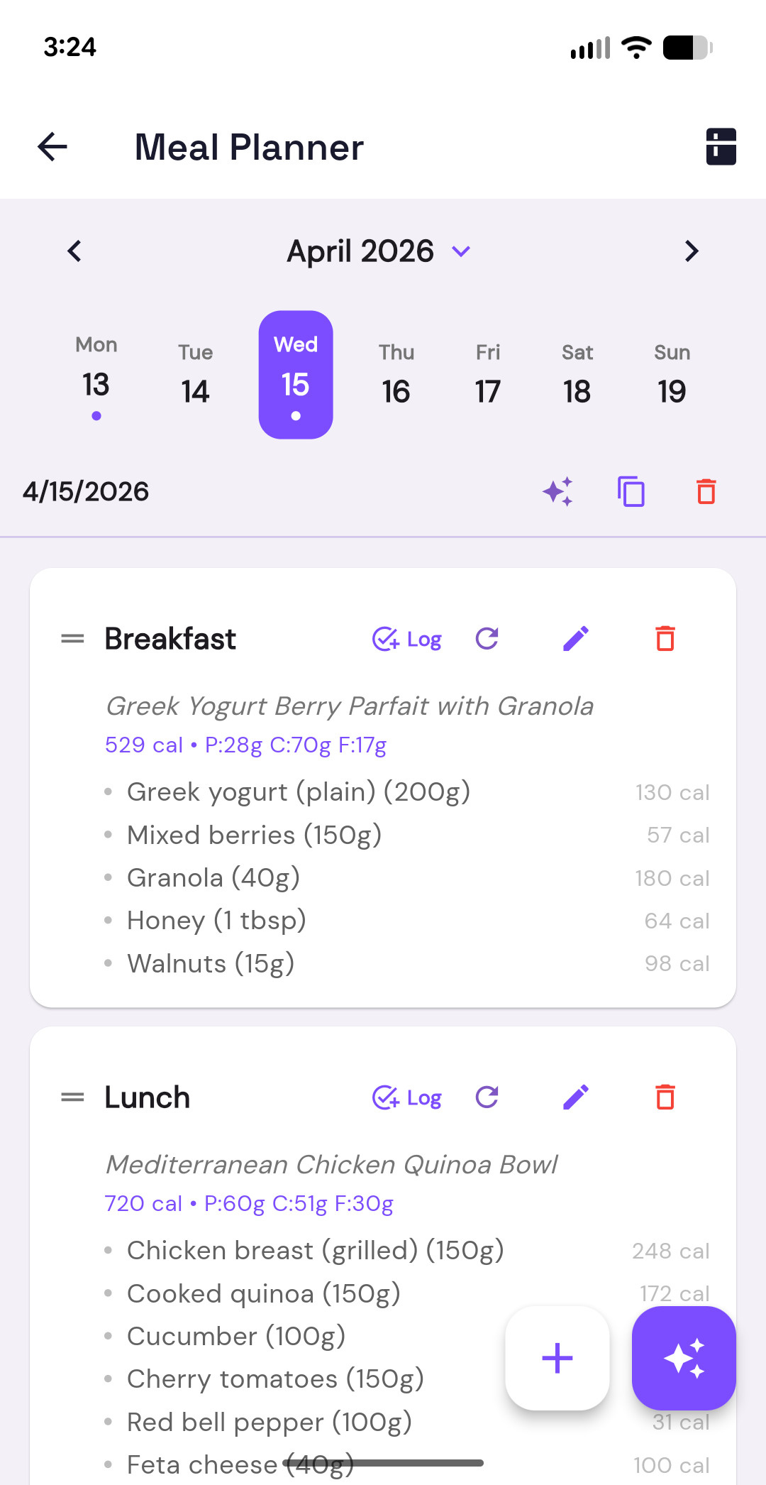 AI meal planner with detailed recipes